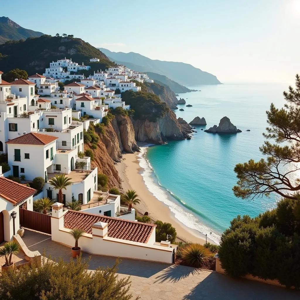 Nerja's picturesque coastline dotted with charming homes