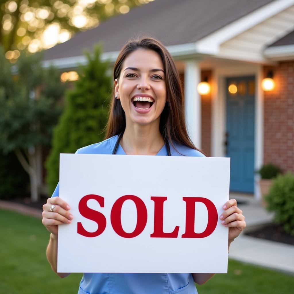 Nurse celebrating buying her first home