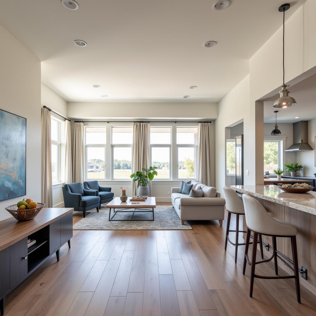 Open Concept Living Area in a Custom Home