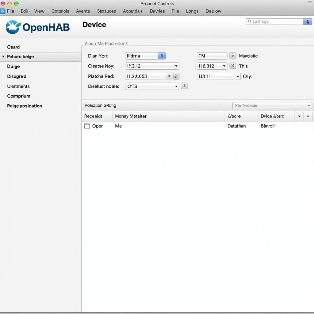 OpenHAB user interface screenshot