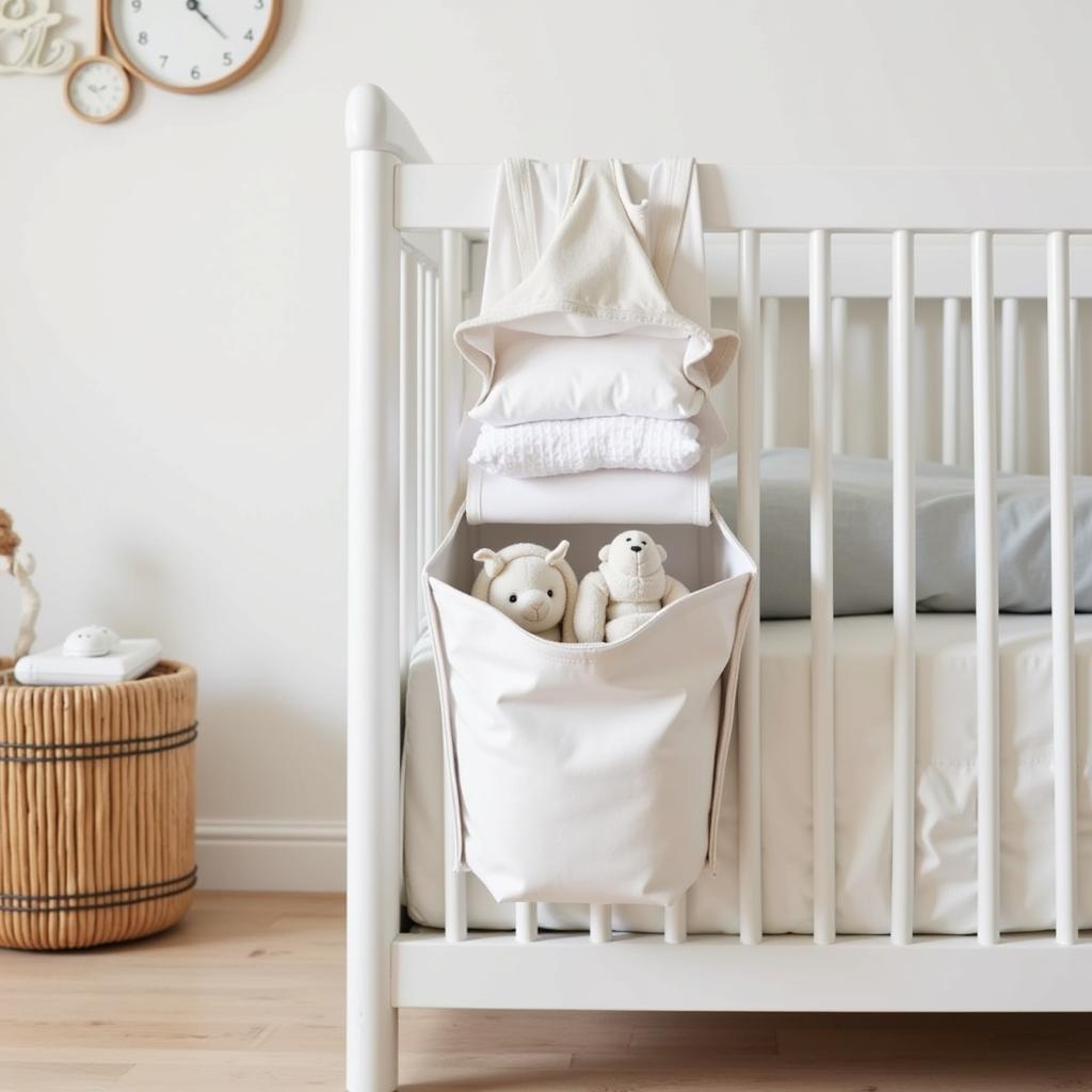 Organized crib with Zara Home organizer.