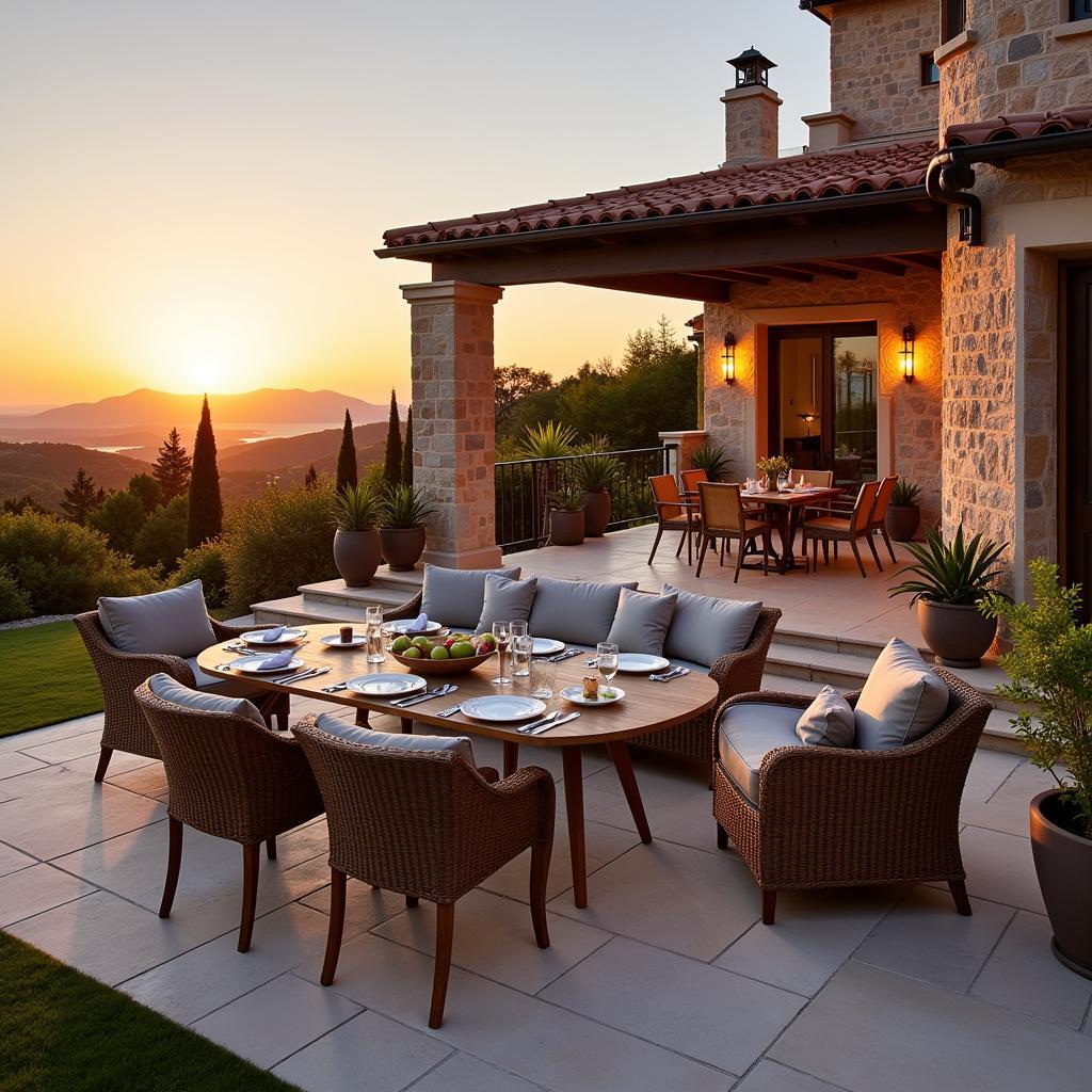 Outdoor furniture adorning the terrace of a Spanish villa