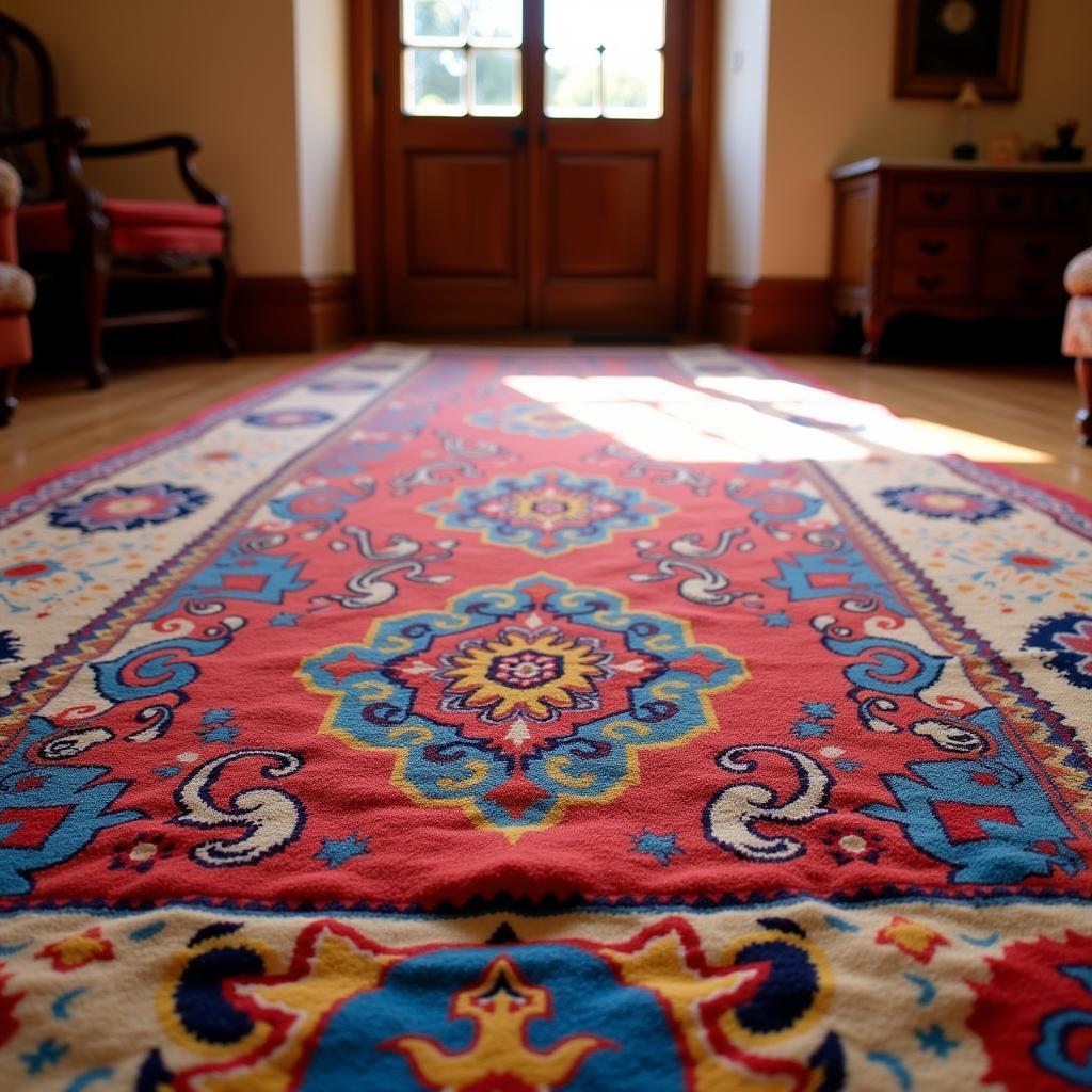 Paco Home rug with intricate patterns in a cozy Spanish salon