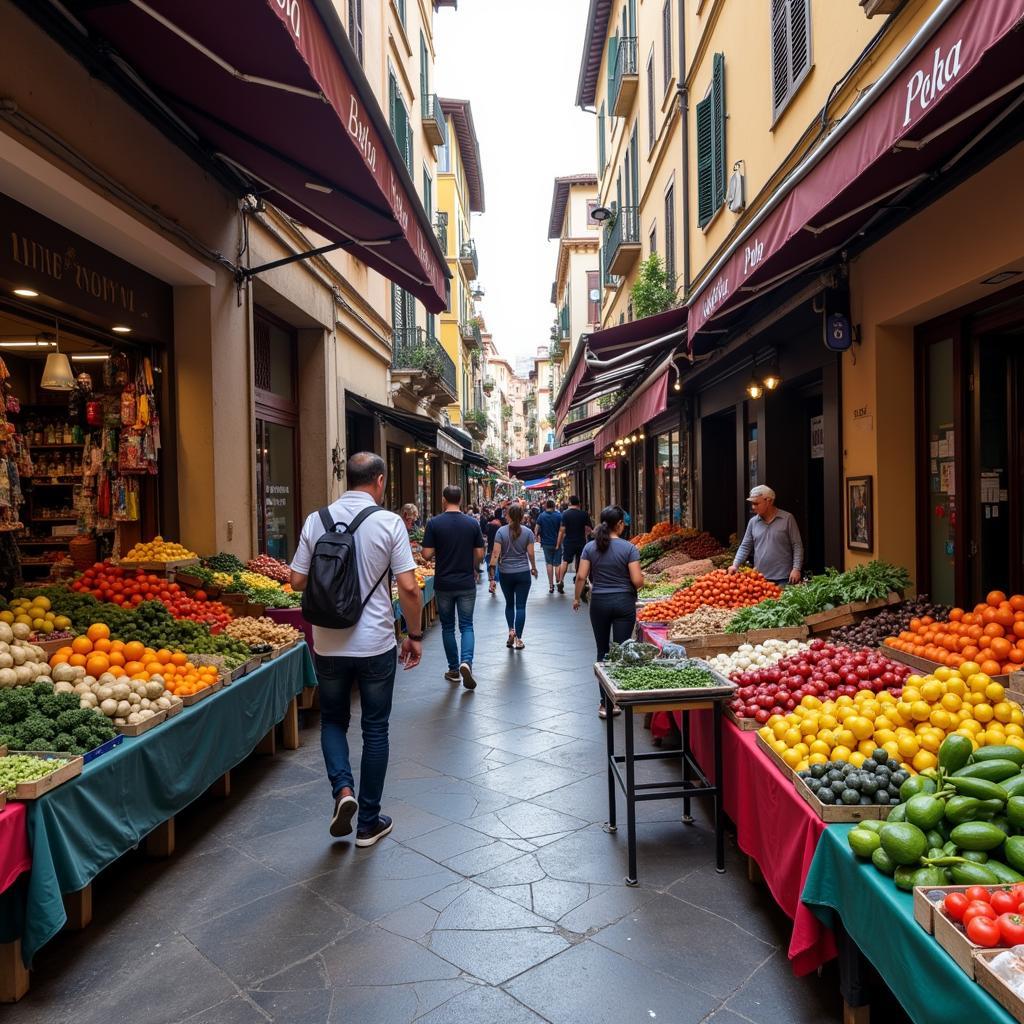 Vibrant street market in Palermo