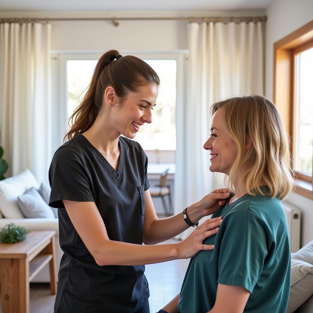 Physiotherapist Conducting a Home Visit in Spain