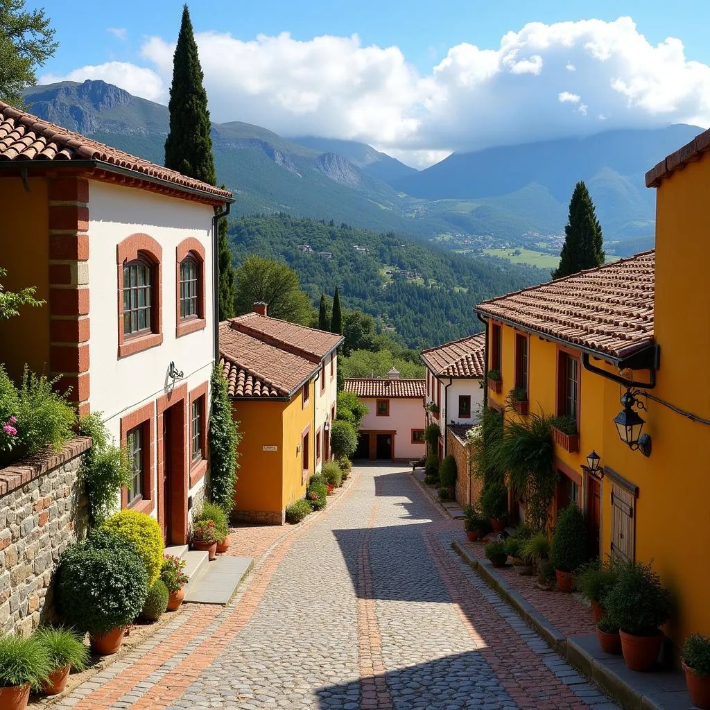 Picturesque Spanish village nestled in mountains