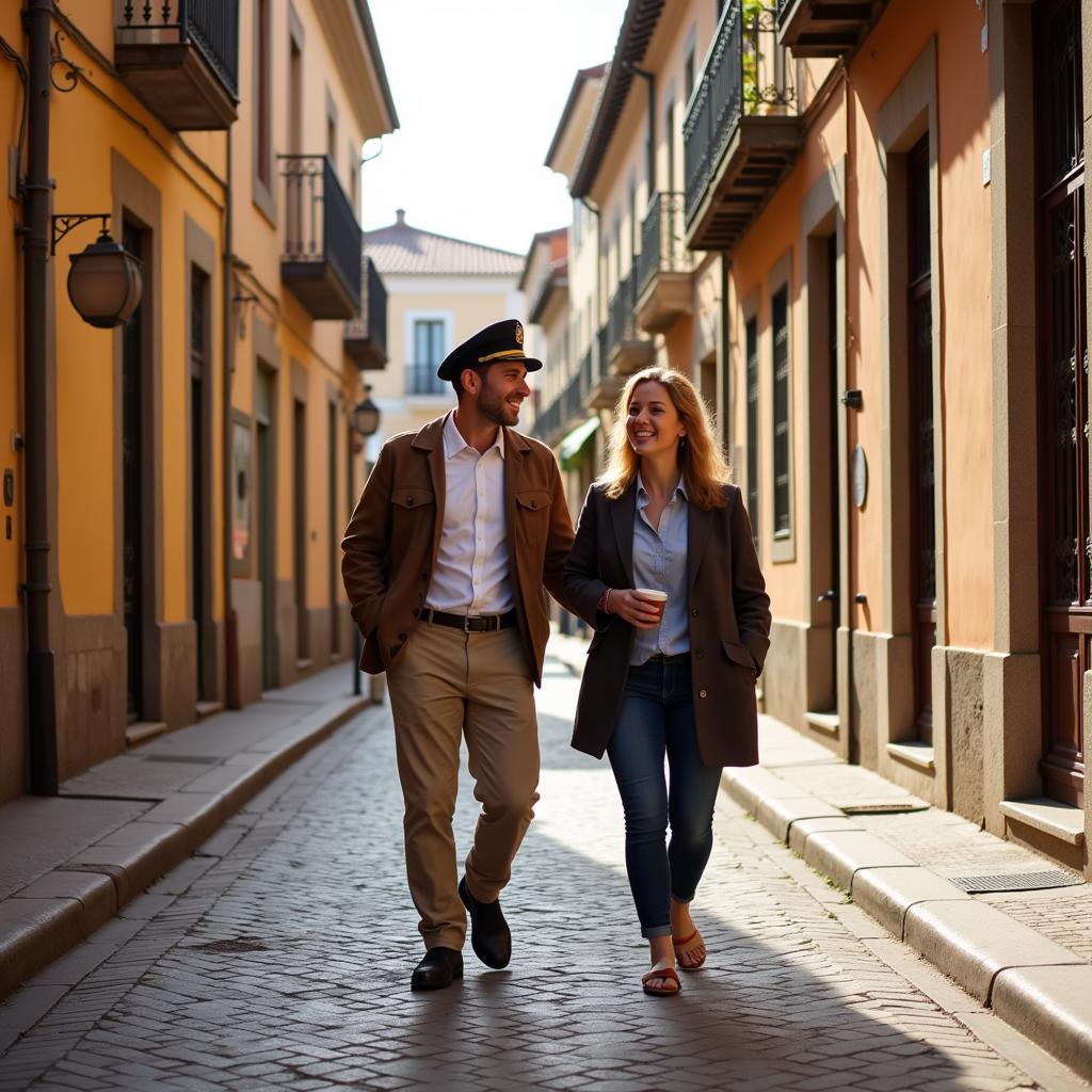 A pilot explores a charming Spanish town with his host family.