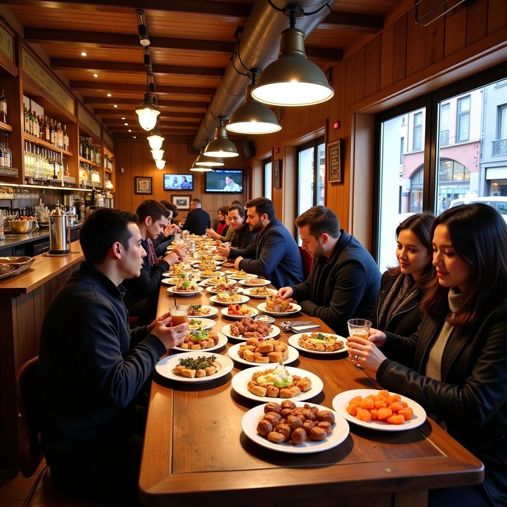 A bustling pintxos bar in San Sebastian