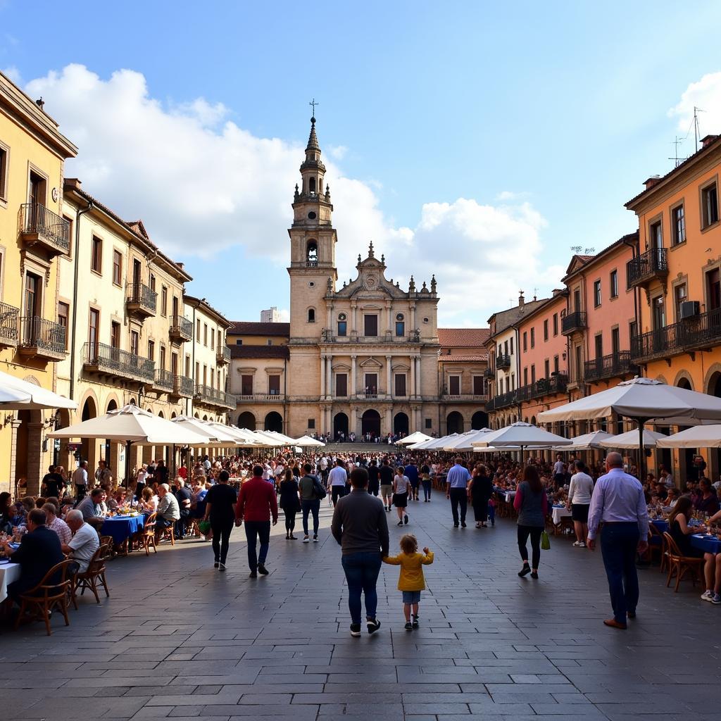 Vibrant Plaza Mayor in Alcalá de Henares