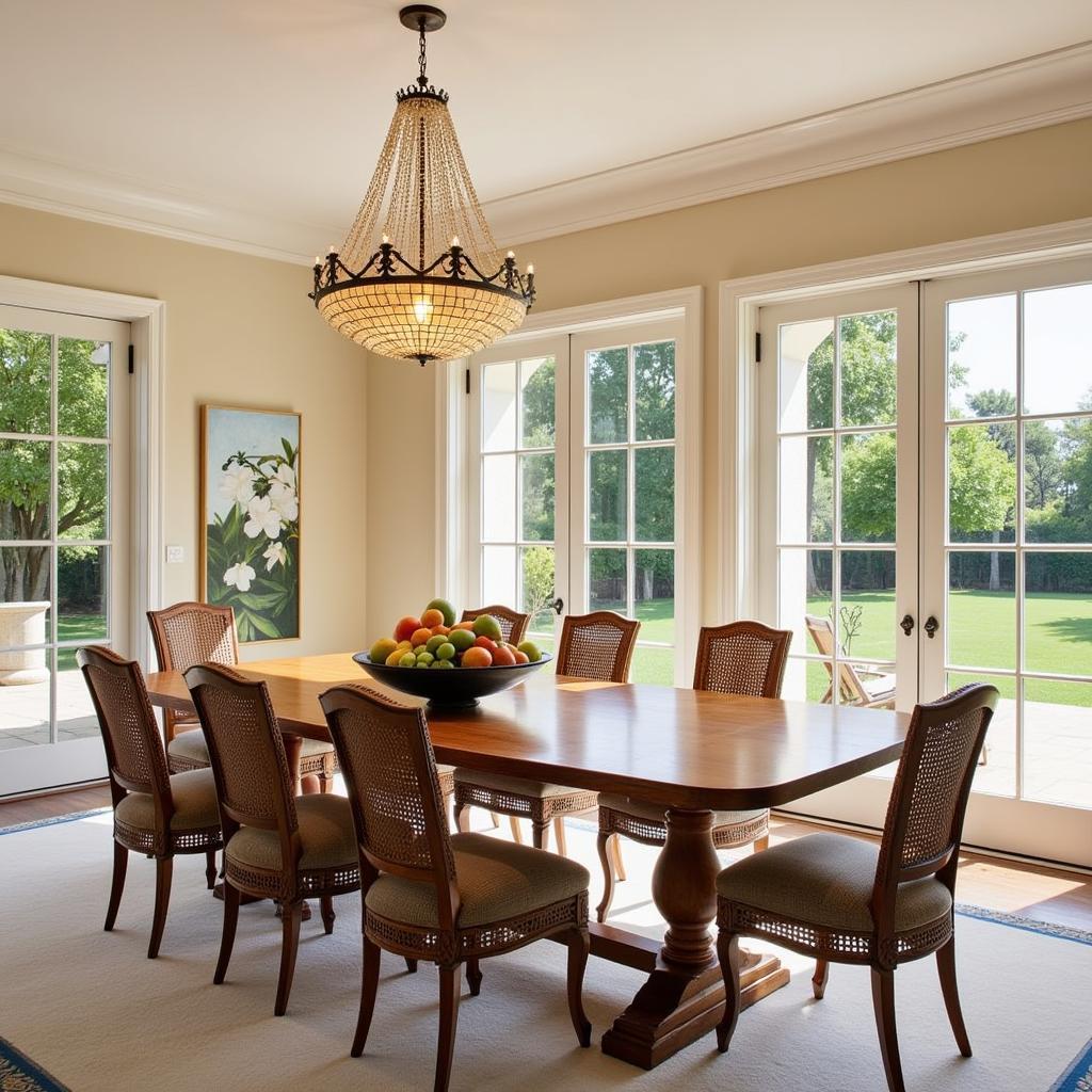 Elegant Dining Room in a Spanish Villa with Polo Ralph Home Decor