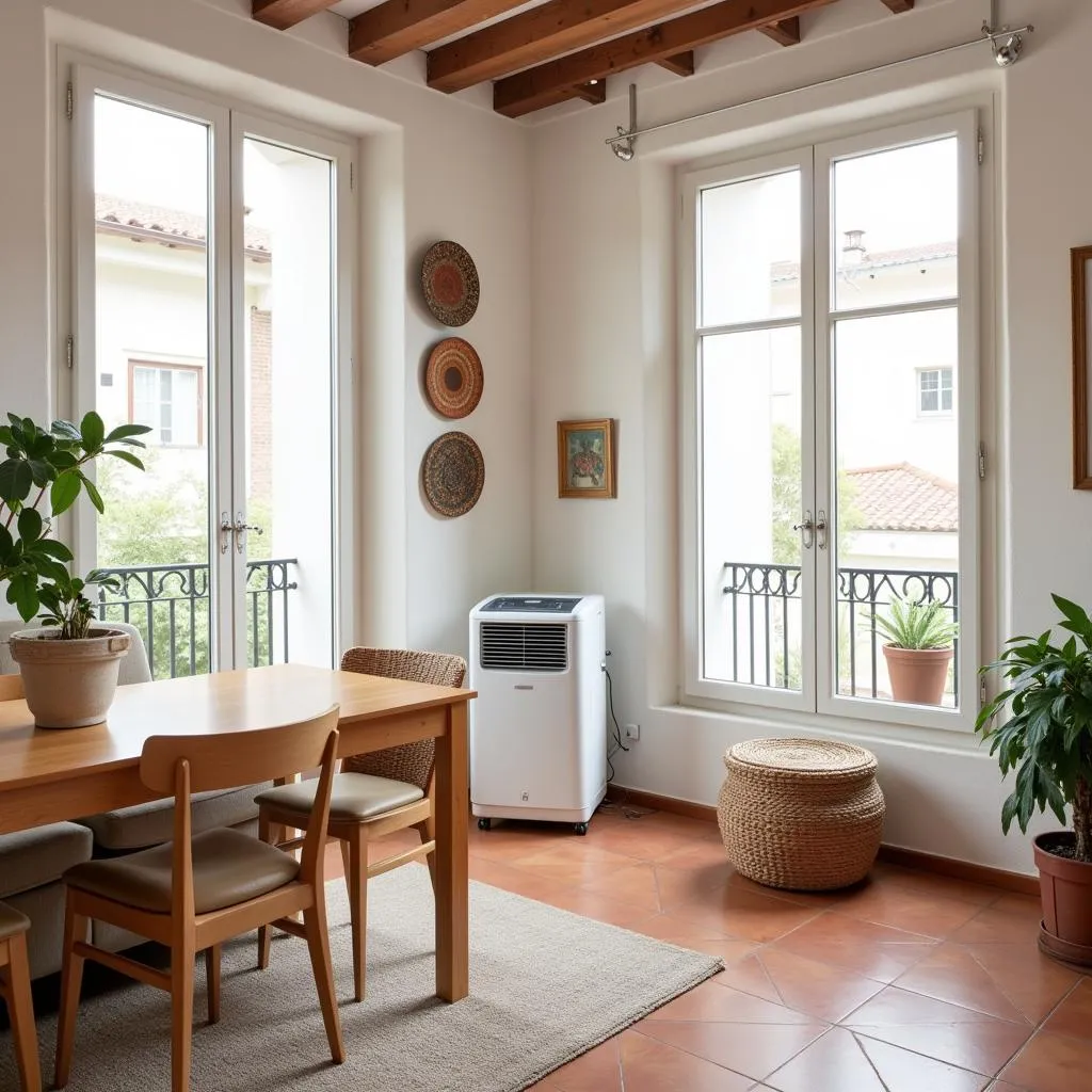 Modern apartment in Spain with a portable AC unit