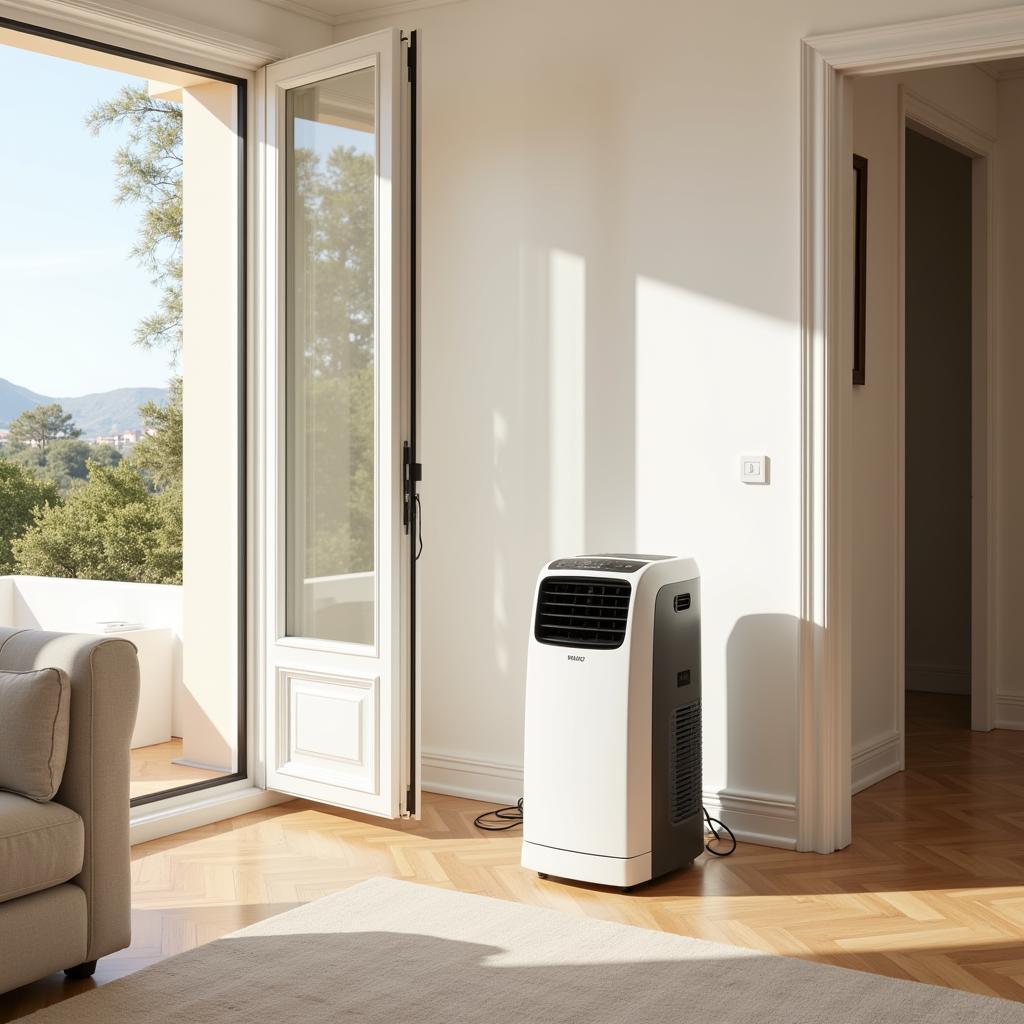 Modern Portable AC Unit in a Spanish Living Room