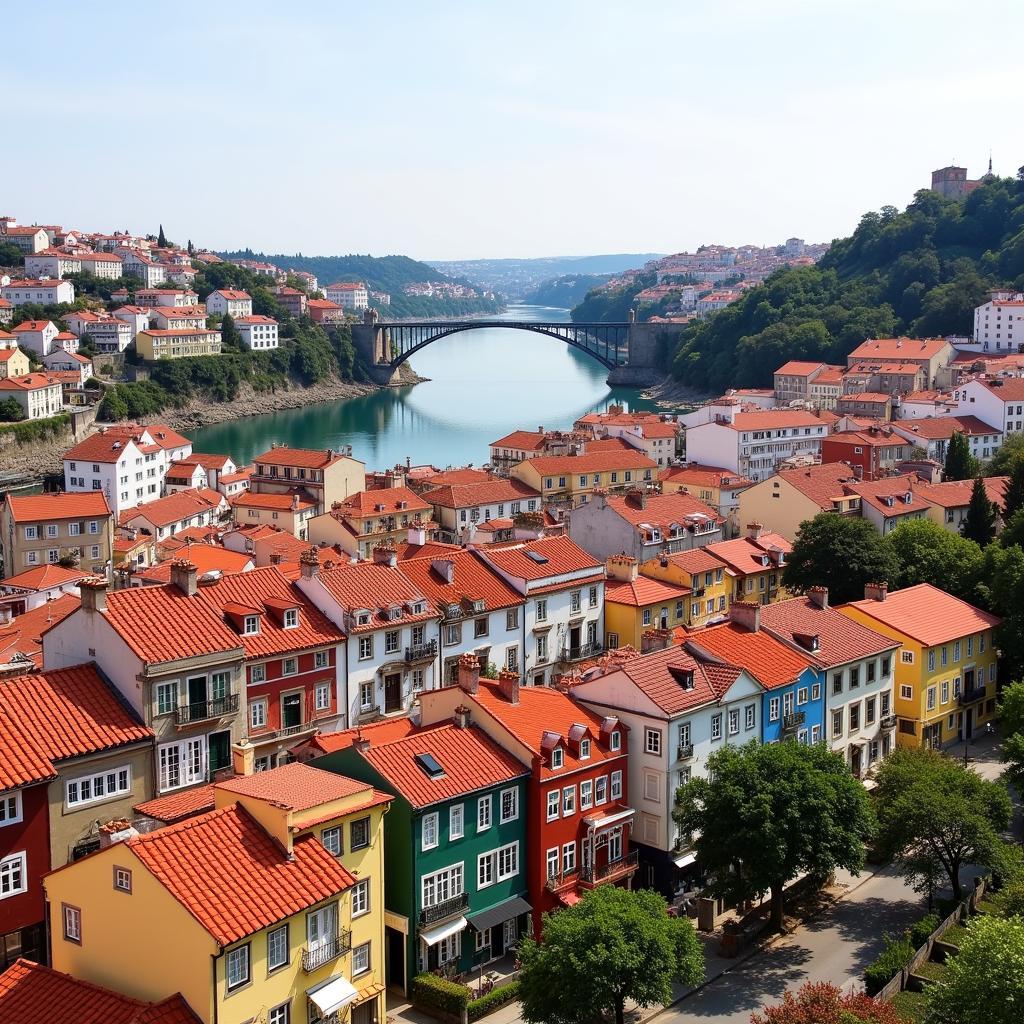 Colorful houses lining the Douro River in Porto's Ribeira district