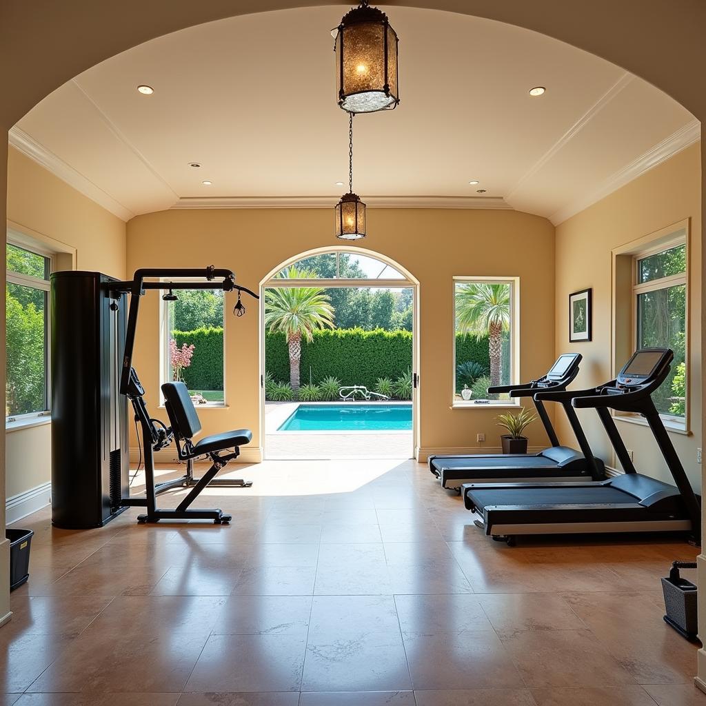 Luxurious private gym in a Spanish villa