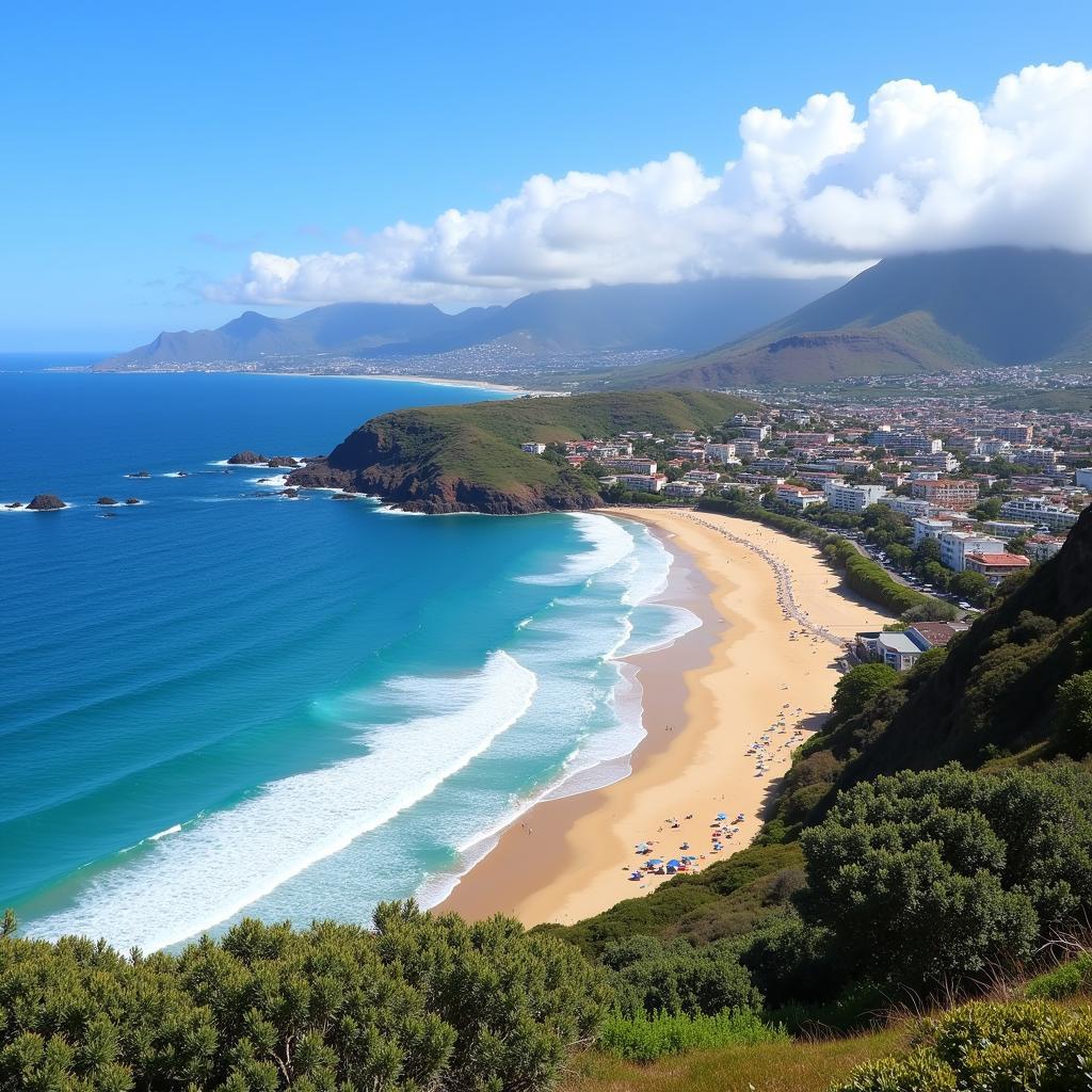 Puerto de la Cruz beach with a view of the city