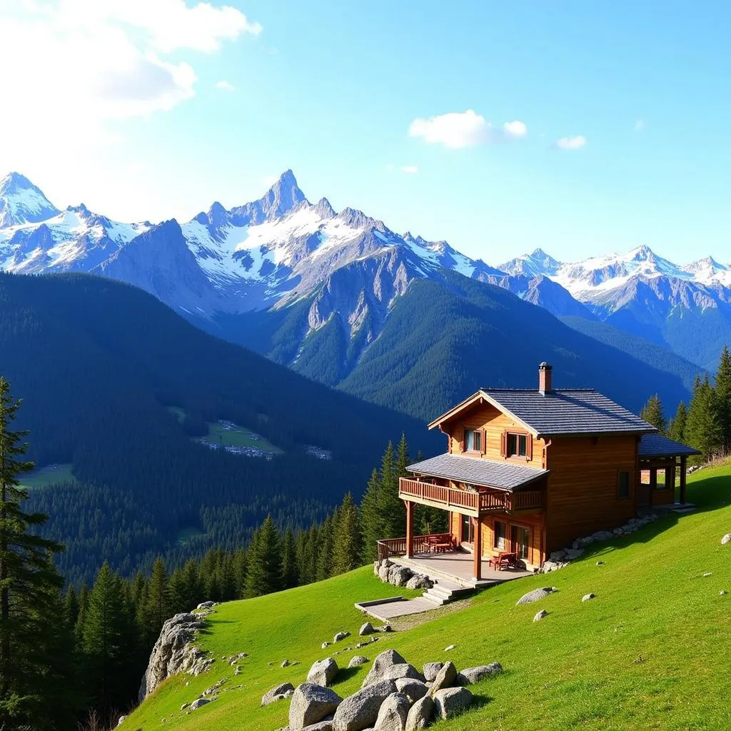 Breathtaking View of the Pyrenees Mountains from a Cozy Homestay