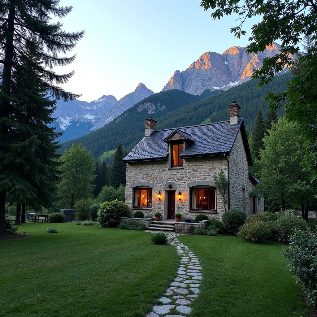 Rustic Stone Cottage in the Pyrenees Mountains