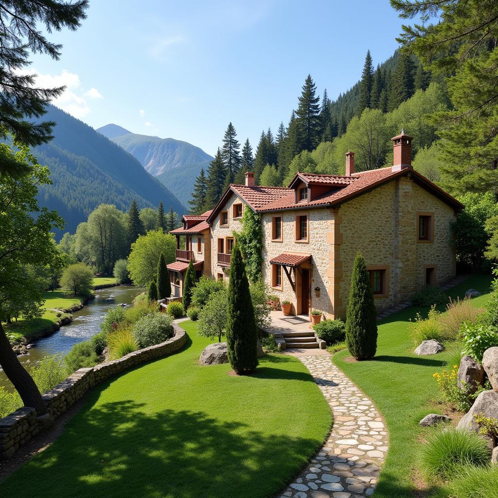 Traditional Spanish homes nestled in a Pyrenees village