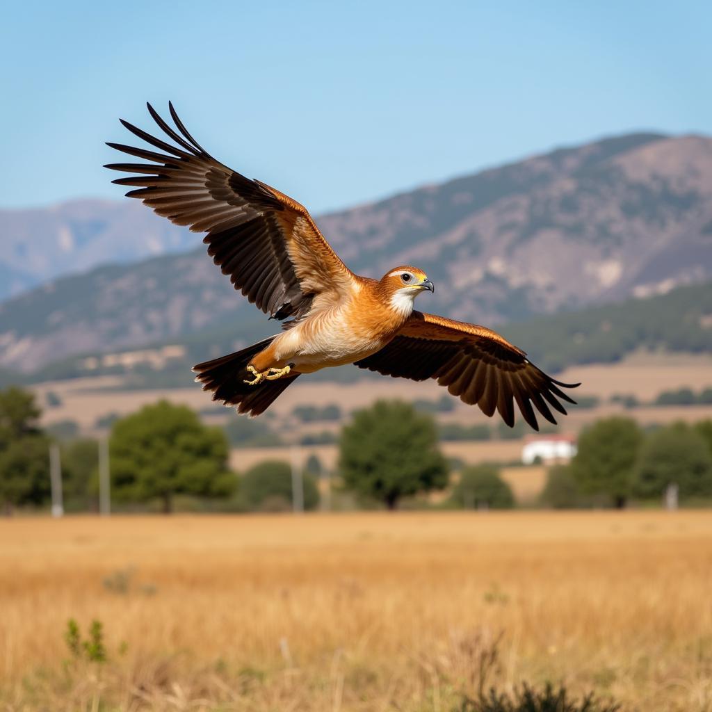 Racing Homer Taking Flight in the Spanish Countryside