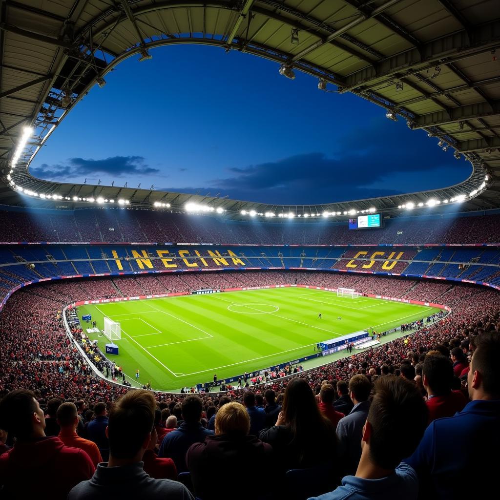 The electric atmosphere of a Real Madrid vs. Barcelona match at Camp Nou stadium