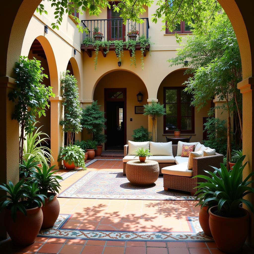 Relaxing in a peaceful Spanish courtyard