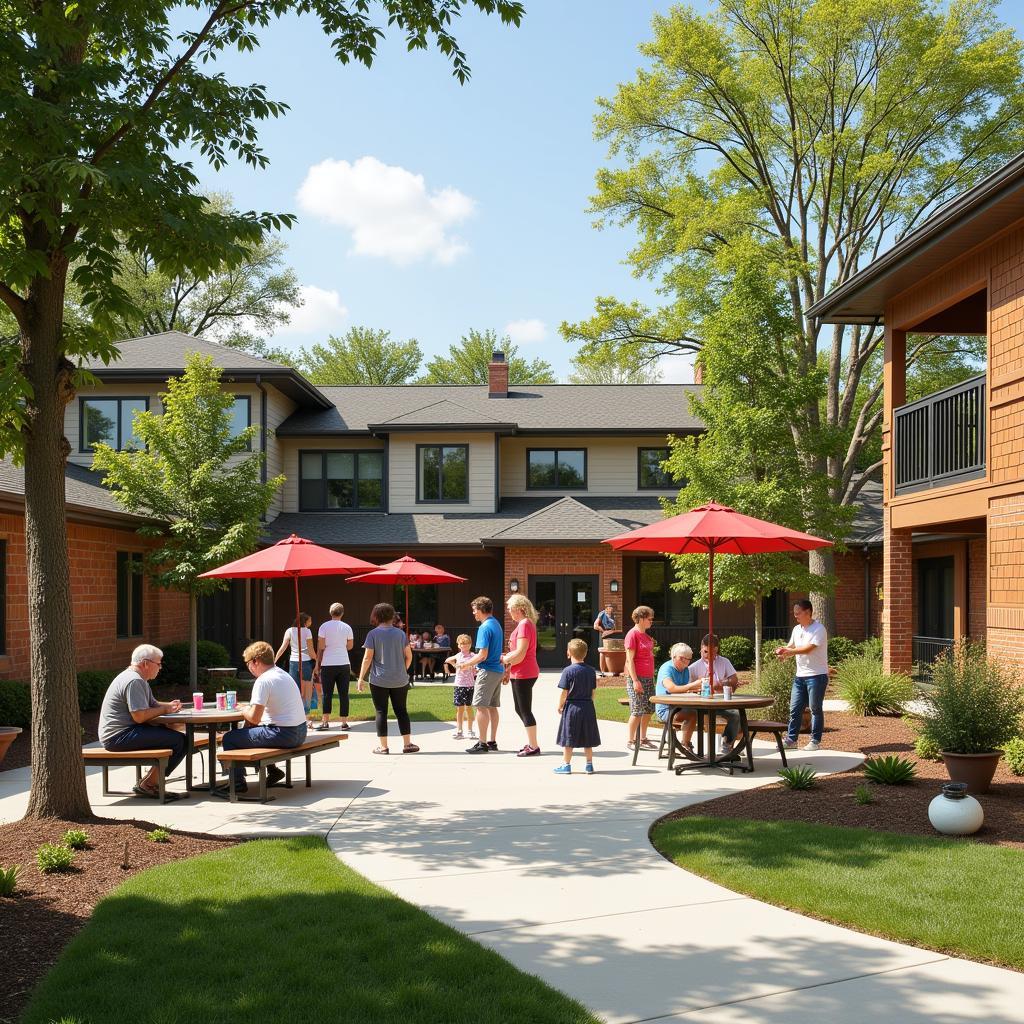 Lively community center in a residential park