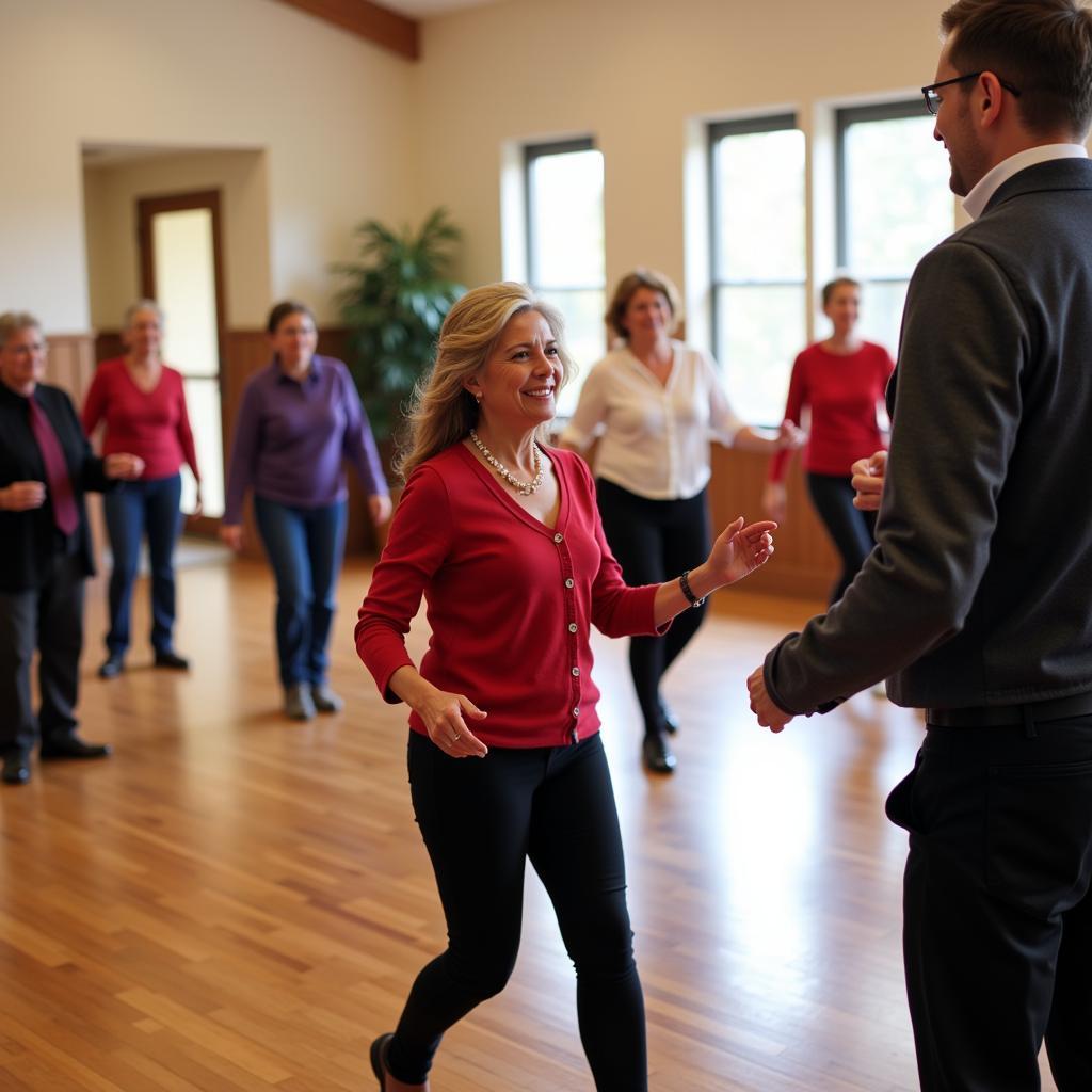 Residents participating in a lively flamenco dance class