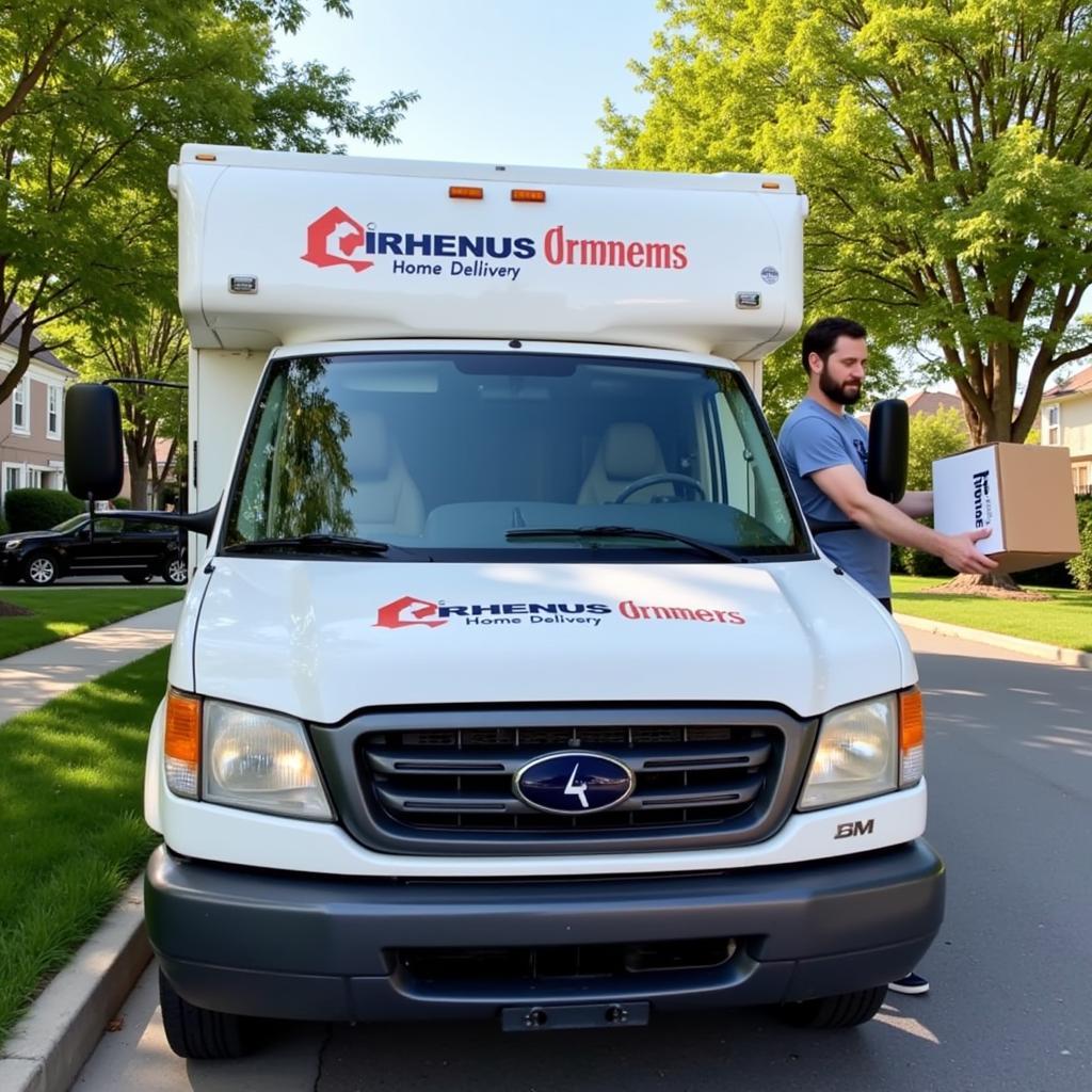 Rhenus Home Delivery truck making a delivery