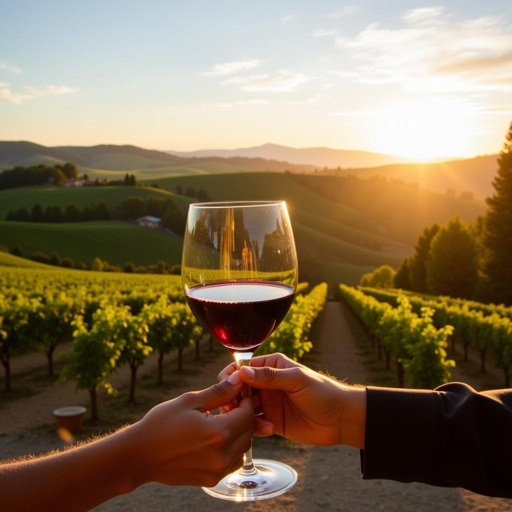 Picturesque Rioja Vineyard at Sunset with Wine Tasting