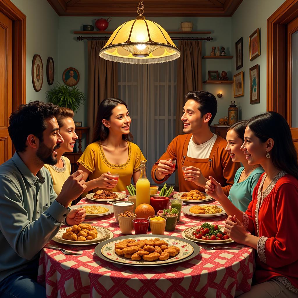 Family dinner in a Roma home