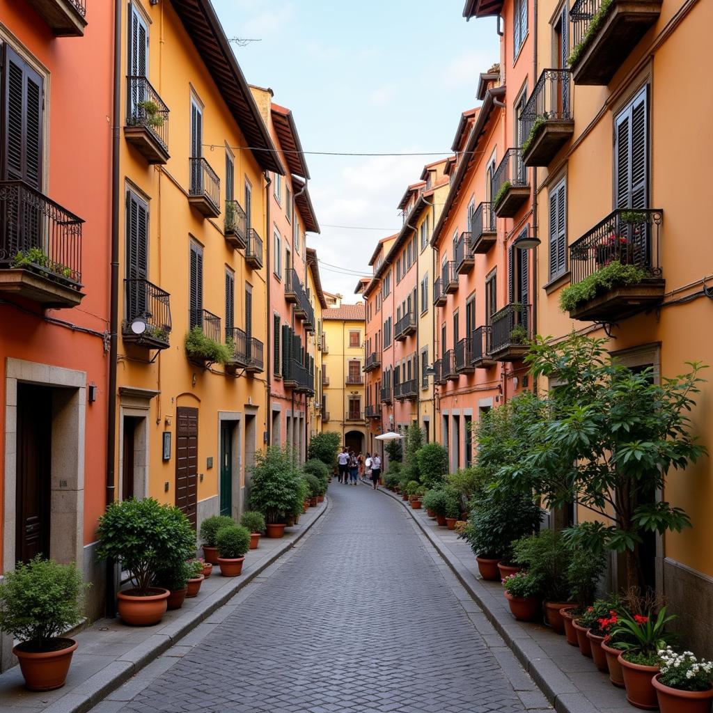 Cobblestone streets in a charming Roman neighborhood