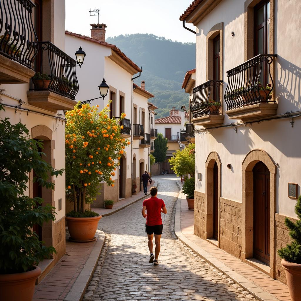 A runner navigating a charming Spanish village