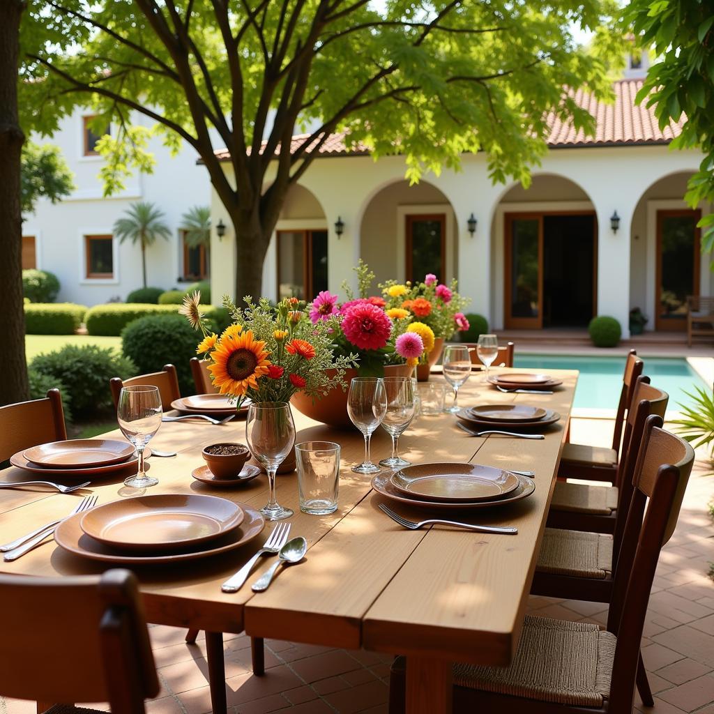 Rustic Dining Table in Spanish Villa