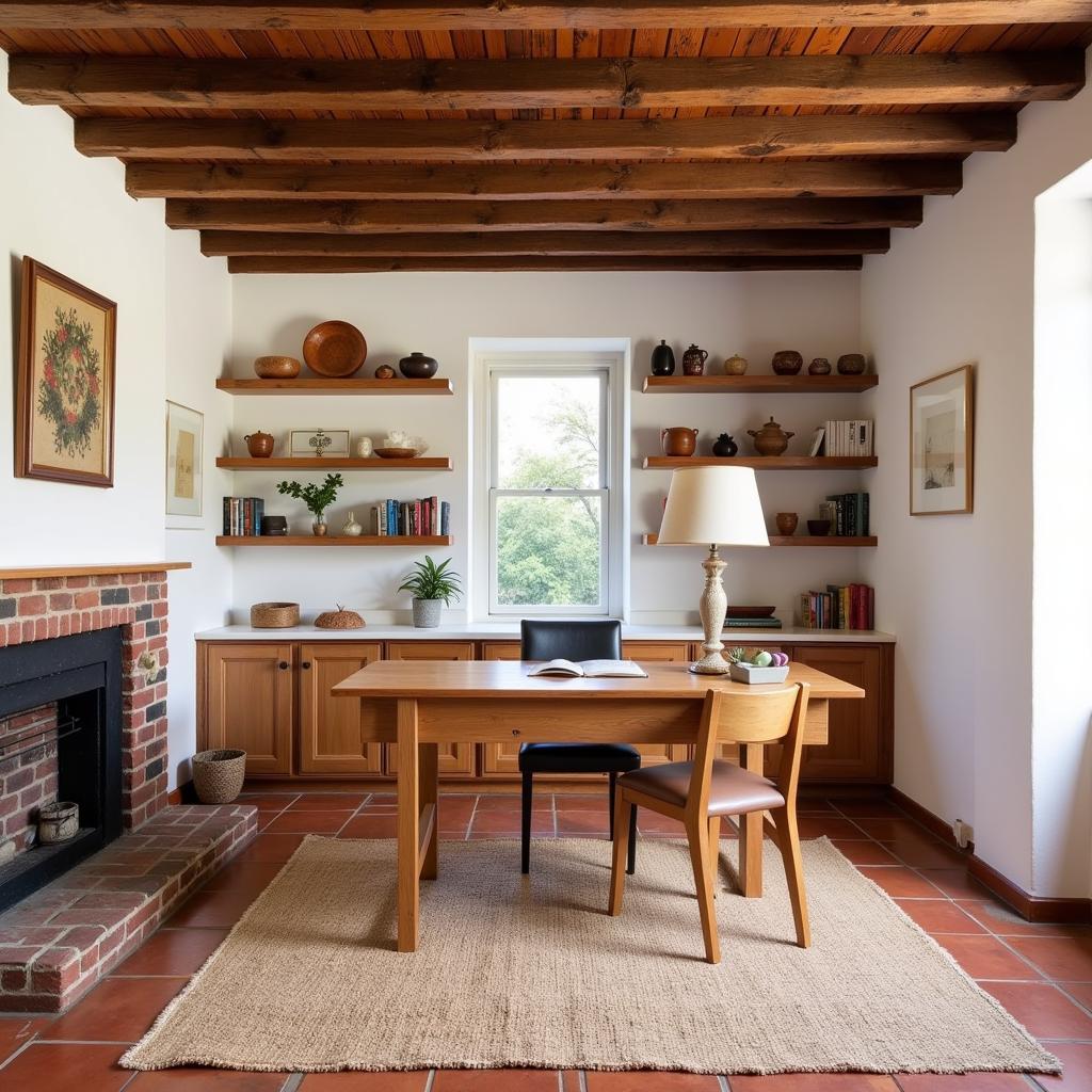 A charming Spanish home office featuring a rustic kave home escritorio