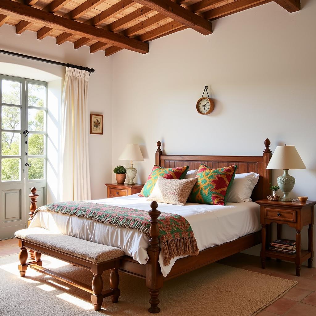 Rustic Spanish bedroom featuring a Kenay Home cabecero