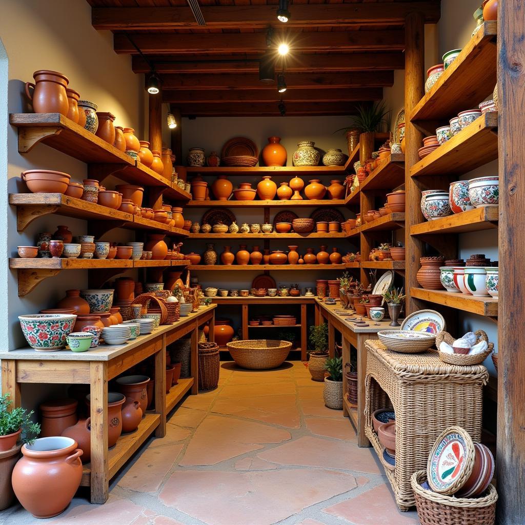 Rustic Spanish Kitchenware in an Outlet Store Setting