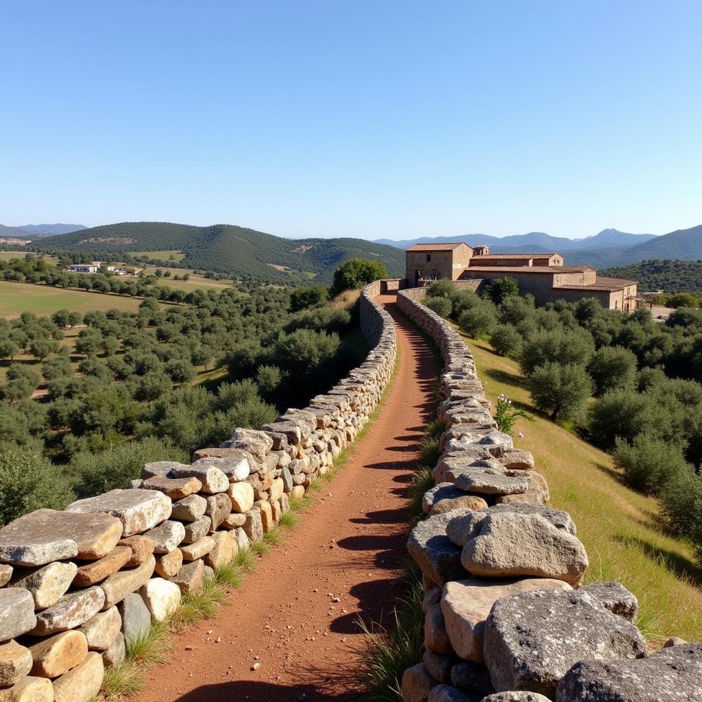 Rustic stone wall in the Andalusian countryside