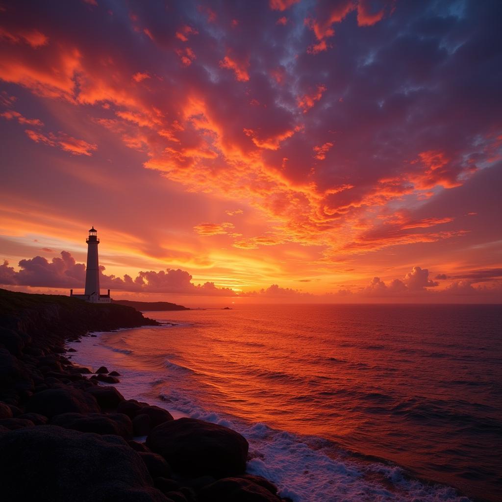 Sunset over the Atlantic Ocean from the Ruta de los Faros