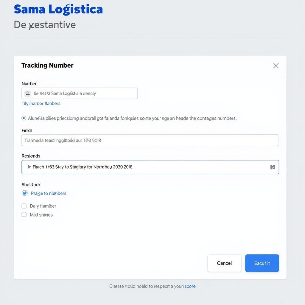 Screenshot of the Sama Logística tracking website