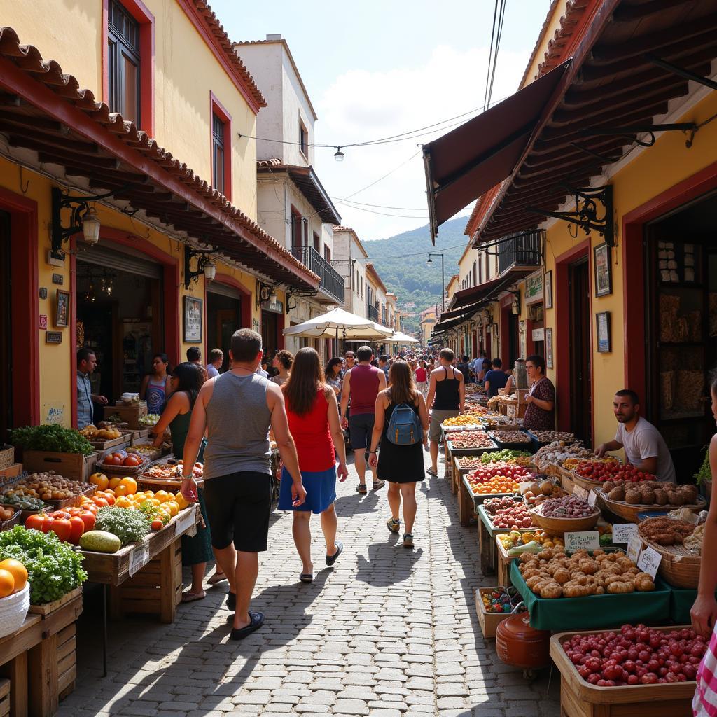 Vibrant street scene in San Pedro