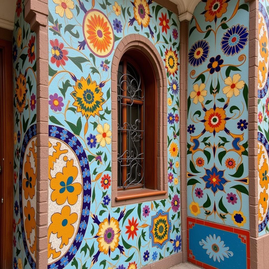 Intricate details of Sant Pau Recinte Modernista in Barcelona