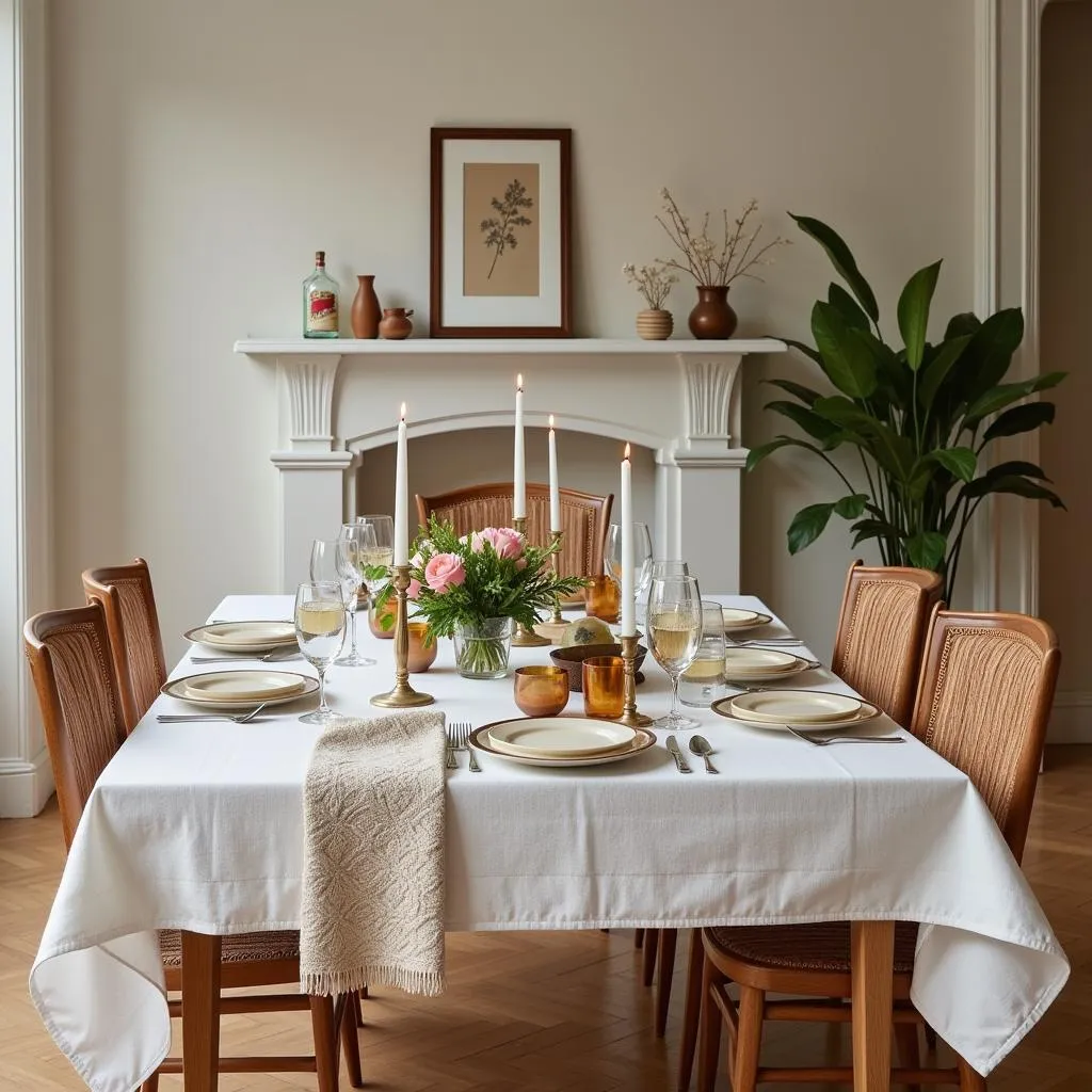 Setting the Table with a Zara Home Mantel Antimanchas