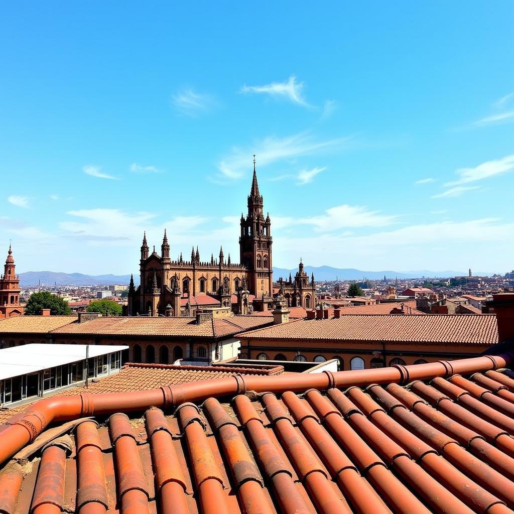 Panoramic view of Seville with the Cathedral in the background