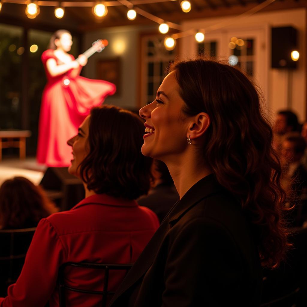 Homestay host and guest enjoying a traditional flamenco show