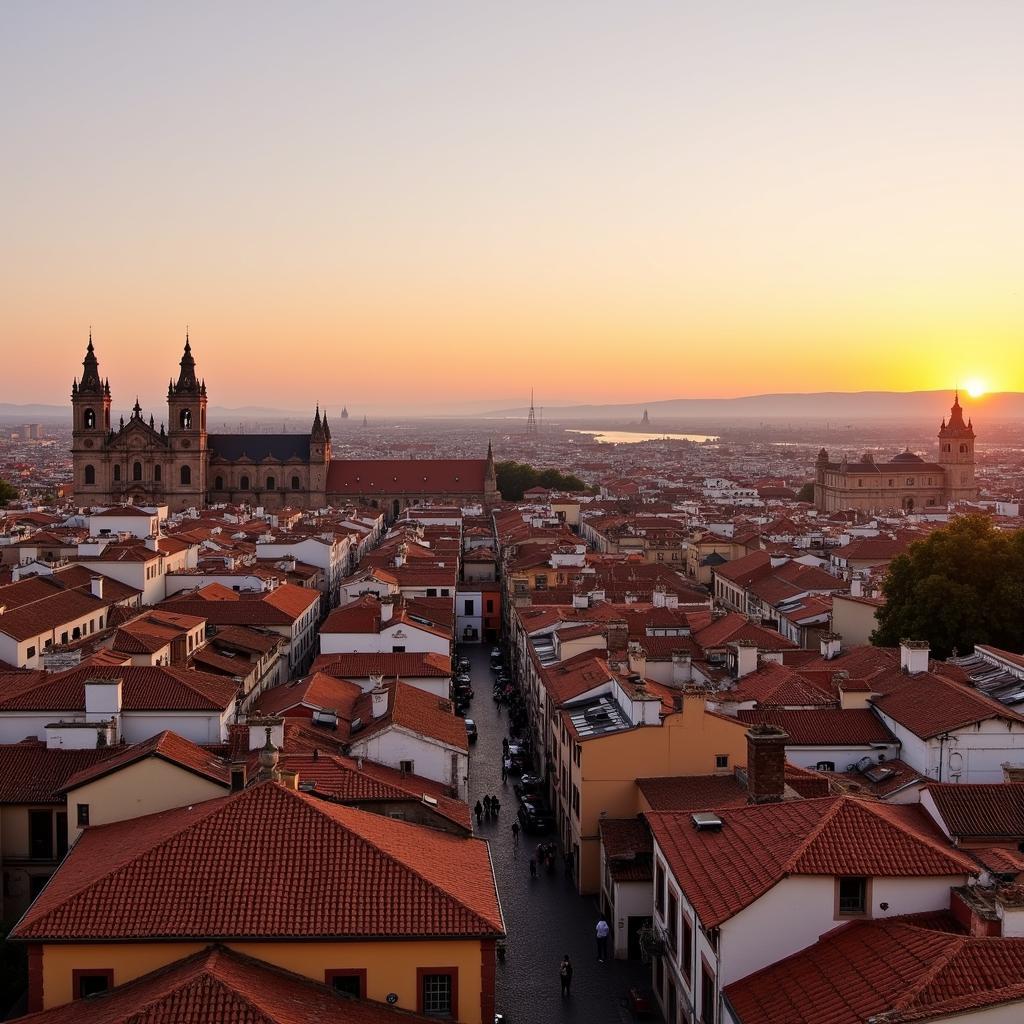 Scenic view of Seville's rooftops at sunset