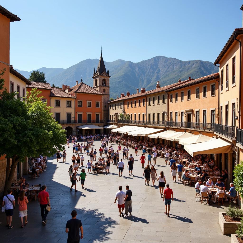 Lively Town Square in Silla, Spain