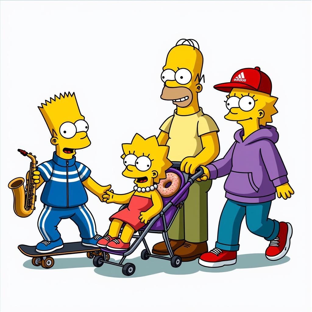 The Simpsons family sporting Adidas outfits