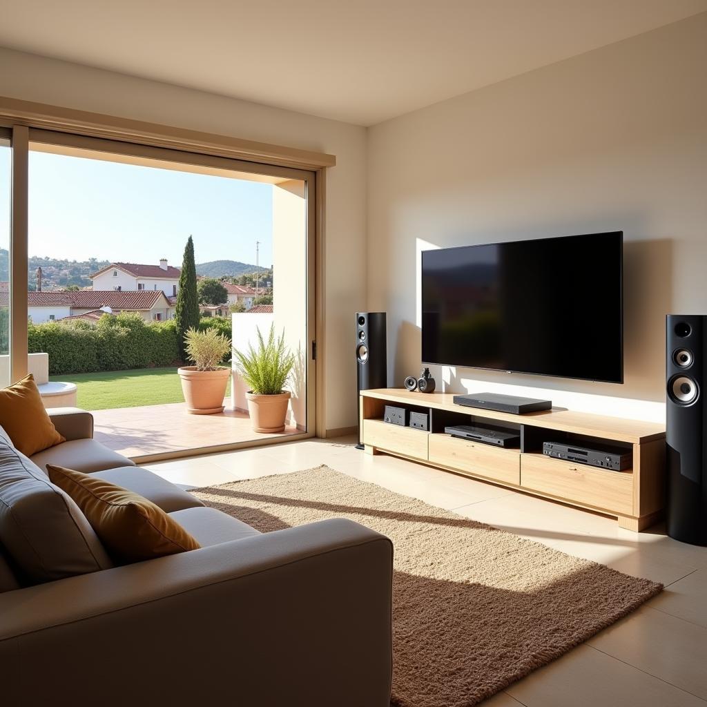 Modern living room with Sony home cinema system