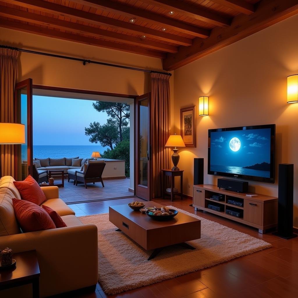 Sony home cinema setup in a Spanish villa living room