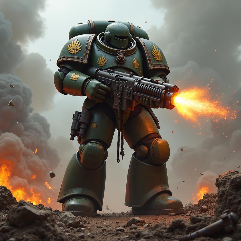 Space Marine wielding a heavy bolter